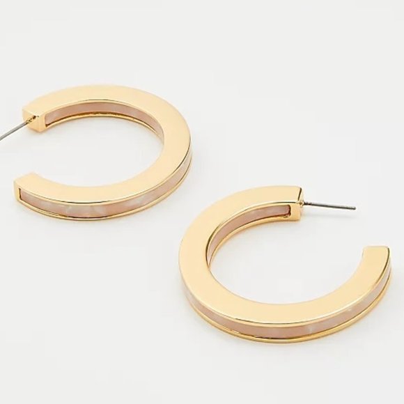 Ann Taylor Tortoiseshell Print Hoop Earrings - Picture 1 of 8